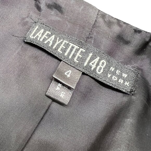 Lafayette 148 New York Herringbone Wool Blend Blazer Single Button Gray Size 4 - Picture 8 of 11